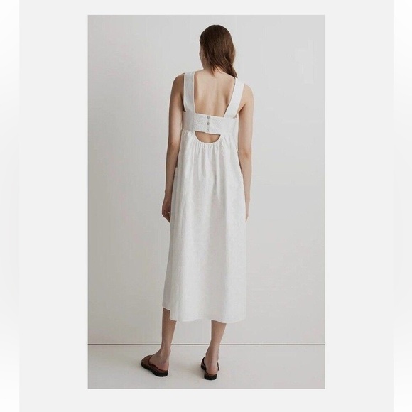 NWT Madewell White Floral Embroidered Textured Cutout Back Midi Dress - Picture 2 of 12